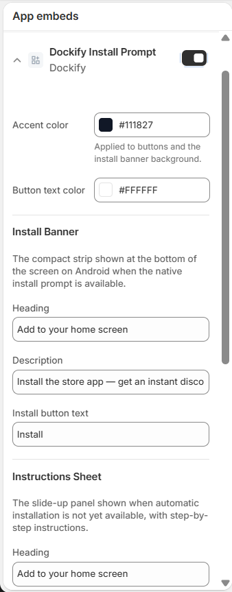Banner copy and timing, configured to match the store's voice